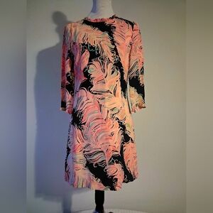 Kate Spade Black and Pink Feather Print Dress Size 4